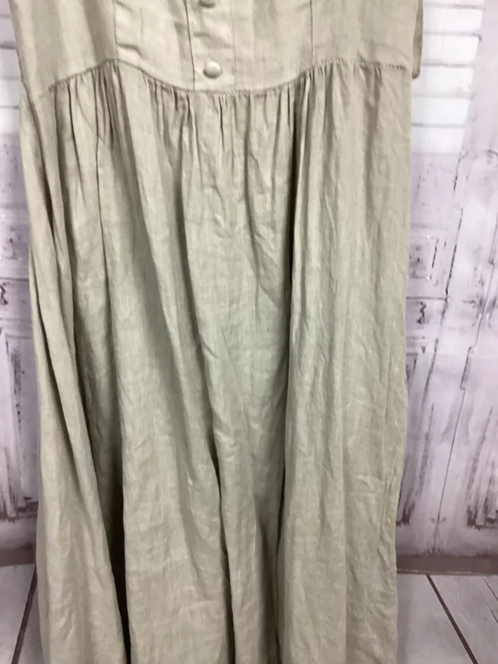 Francesca Bettini Linen Dress Khaki Midi Tied Straps S - Picture 3 of 9